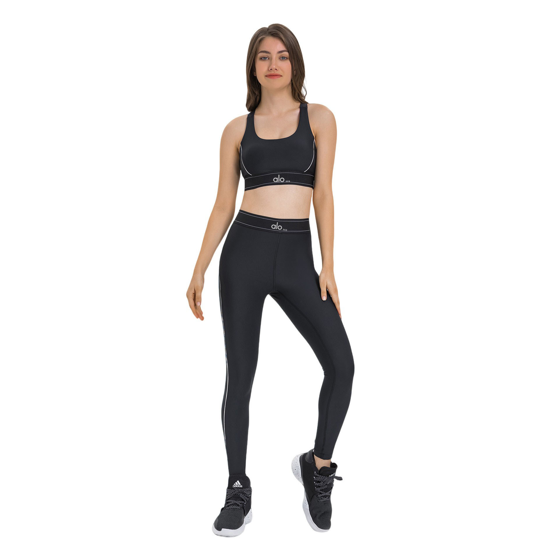 LOSCO cintura alta elevación de cadera acondicionamiento físico panty de alta resistencia antichoque ropa interior deportiva de colación desnuda sensación de yoga set