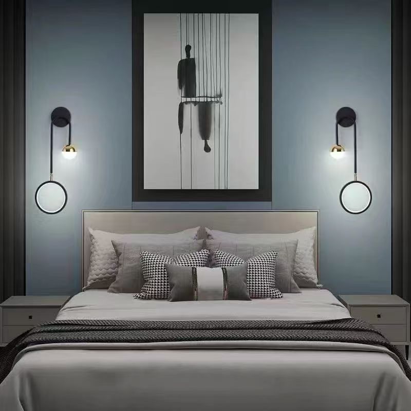 lámpara de pared dormitorio iluminación de cabecera nórdica moderna minimalista lujoso pasillo de la sala de estar iluminación de pared de fondo creativa