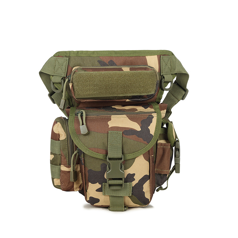Riñonera para deportes al aire libre, bolsa para pierna cuadrada de camuflaje para ventilador militar, riñonera para ciclismo, riñonera de almacenamiento multifuncional ligera