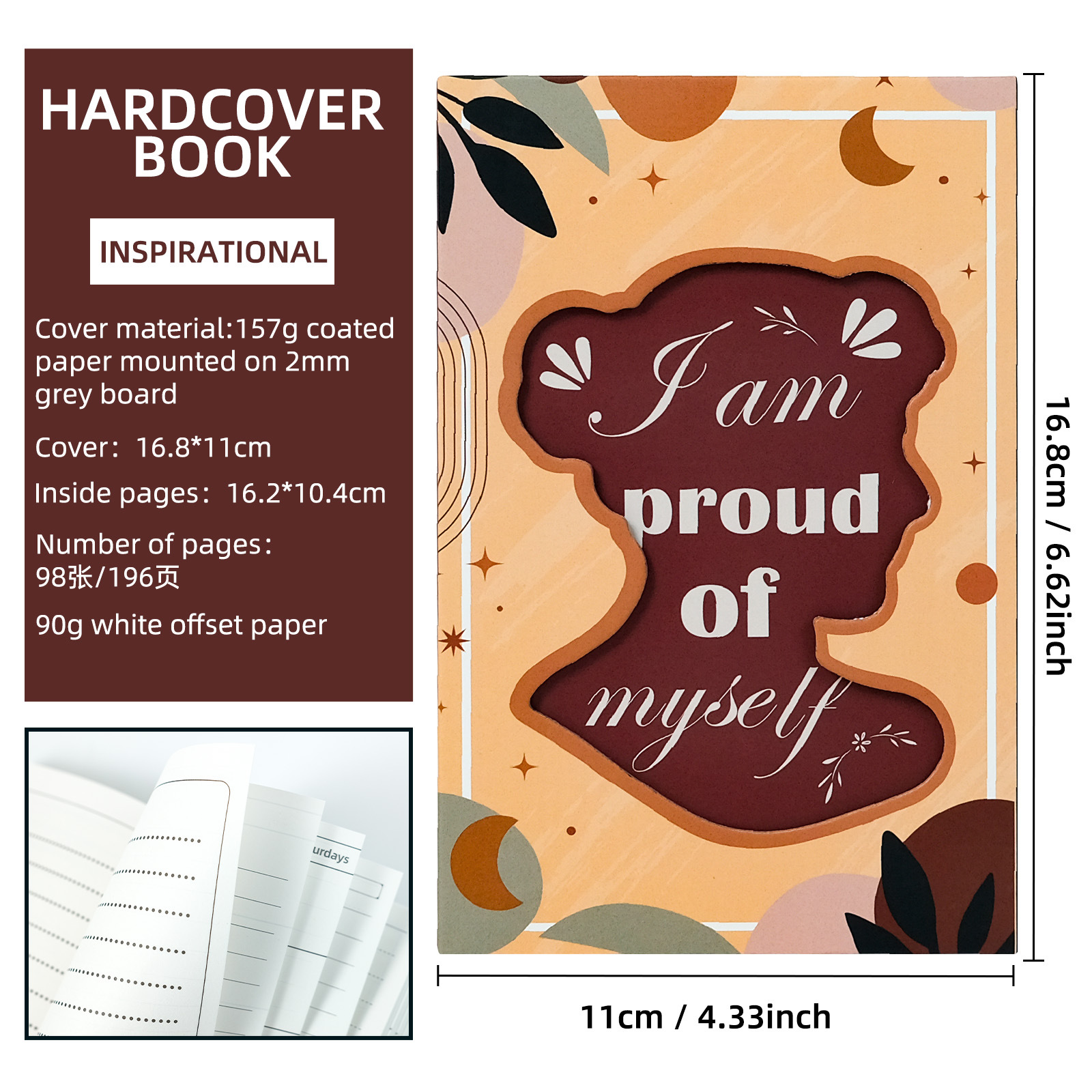 (2개) 높은 가치의 색상 매칭 홀로우 커버 직장 회의 기록 노트북이 포함된 새로운 인기 영감 테마 책