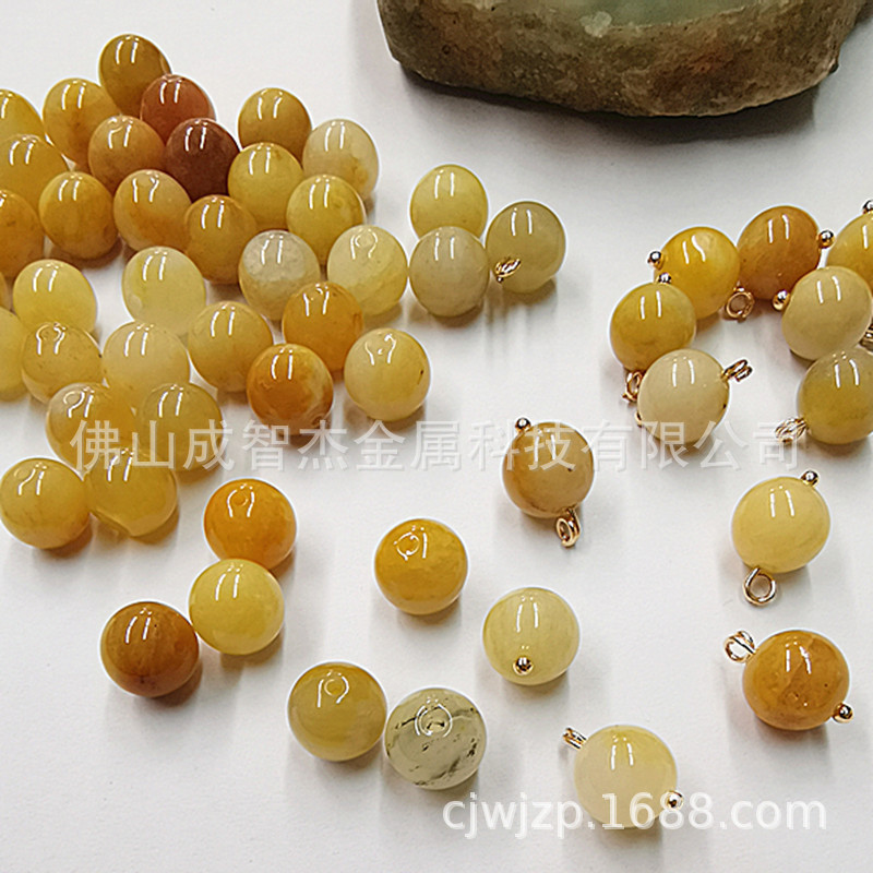 老黄石金丝玉圆珠算珠平安扣 新中式马甲旗袍钮扣 寓意蒸蒸日上