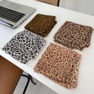 Classic Versatile European and American Style Leopard Print Silk Scarf for Women Spring and Summer Thin Gauze Scarf Cross-Border Wholesale Small Square Scarf