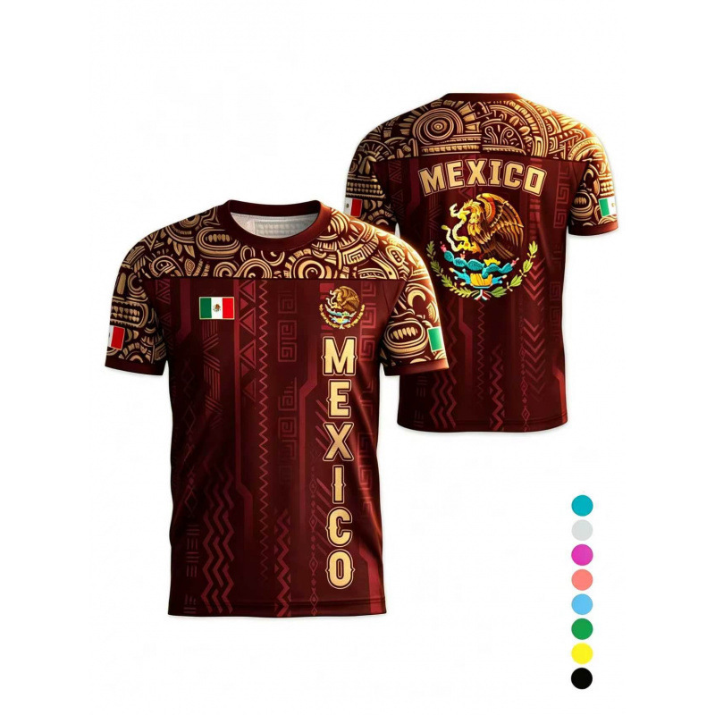 Mexican sports quick-drying T-shirt 3D printed short-sleeved jersey men's sports breathable football uniform cross-border wholesale