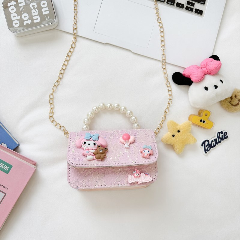 Bolso de perla de fragancia pequeña para niños Bolso de hombro de niña de dibujos animados de moda Bolso de monedero de bebé de todo fósforo con lazo