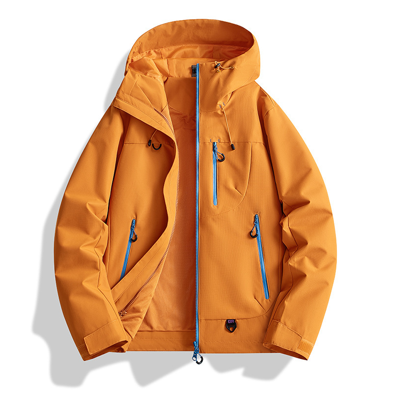 Spring and Autumn New Outdoor Single-Layer Jacket for Men, Two-Way Soft Shell Hiking Jacket, Windproof