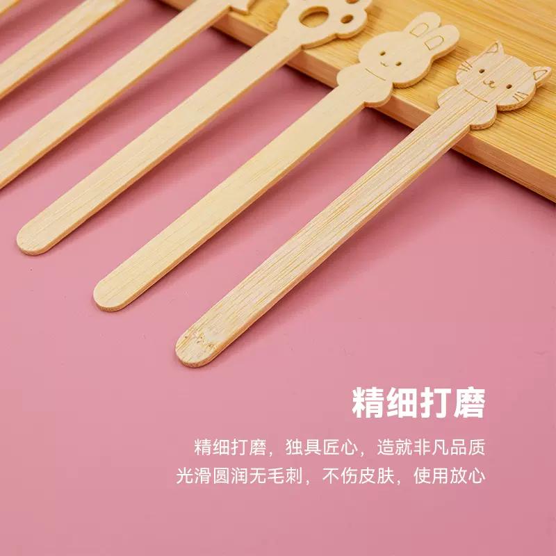 一次性卡通竹制雪糕棒厂家直供动物冰淇淋棒可烫logo糖葫芦竹签