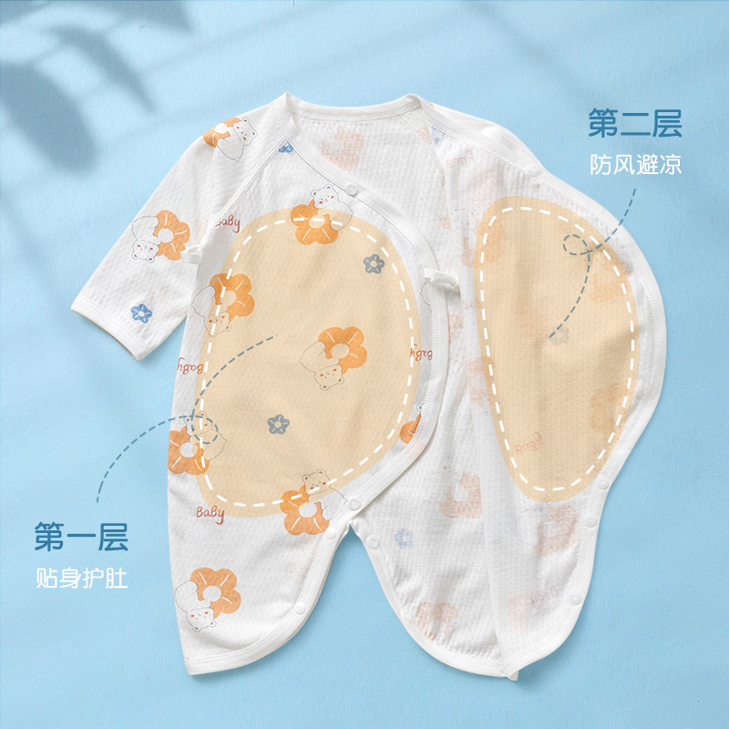 Ropa de verano para bebé recién nacido, de algodón puro, estilo fino, mono de manga larga con diseño de mariposa.