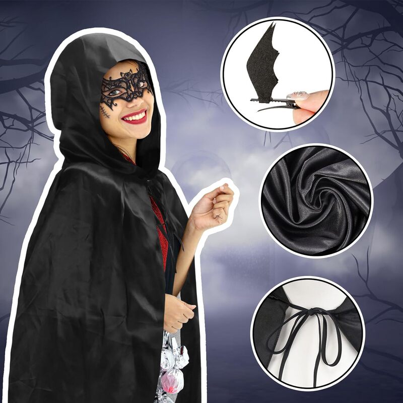 新しいハロウィーンのしわの魔女の帽子のパーティーの魔女の帽子のマントの黒いオックスフォードの布の魔女の帽子の化粧道具|undefined