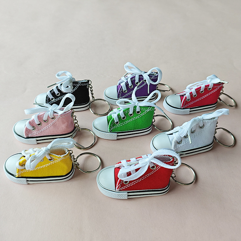 7.5cm Cross-Border Mini Canvas Shoe Metal Keychain Ring Year of the Horse Pendant Small Item Gift Accessory