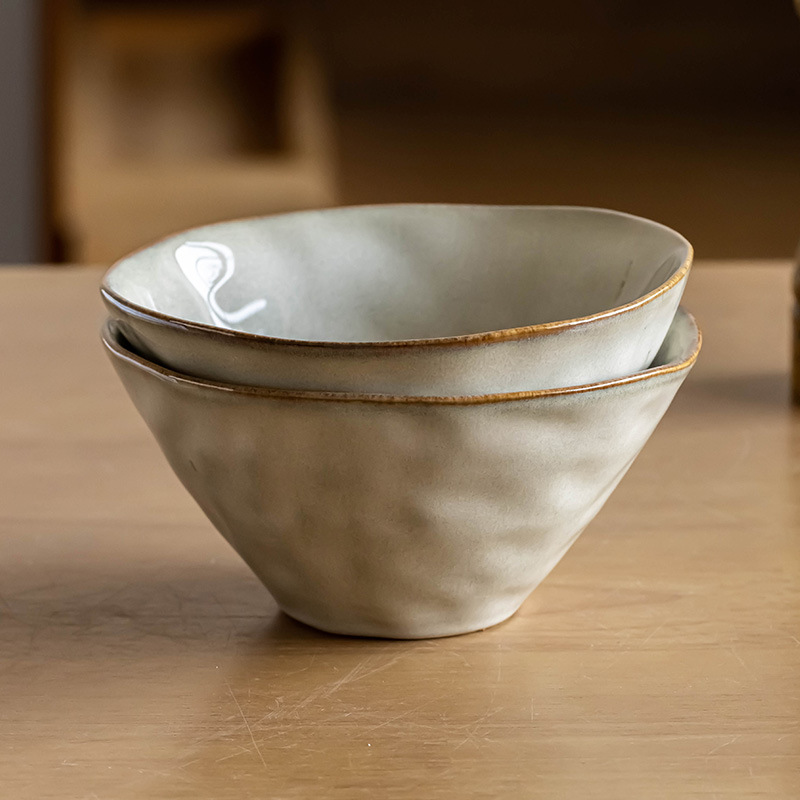 Tazón de arroz retro, tazón de fideos, tazón de vajilla de alto valor facial, tazón de cerámica, tazón de fideos doméstico, tazón de sopa, tazón de Douga, tazón pequeño al por mayor