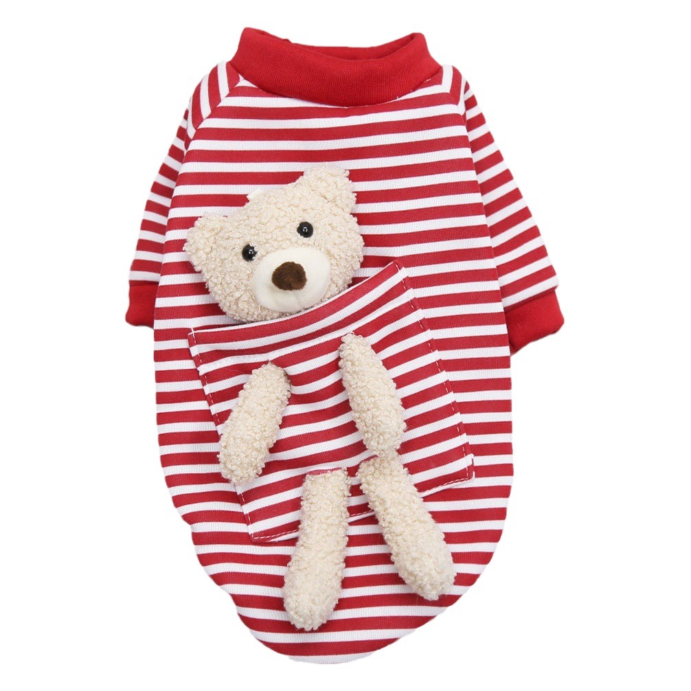 Sudadera de oso de bolsillo para perros y gatos, suéter de lana para otoño e invierno, suéter cálido para mascotas pequeñas.