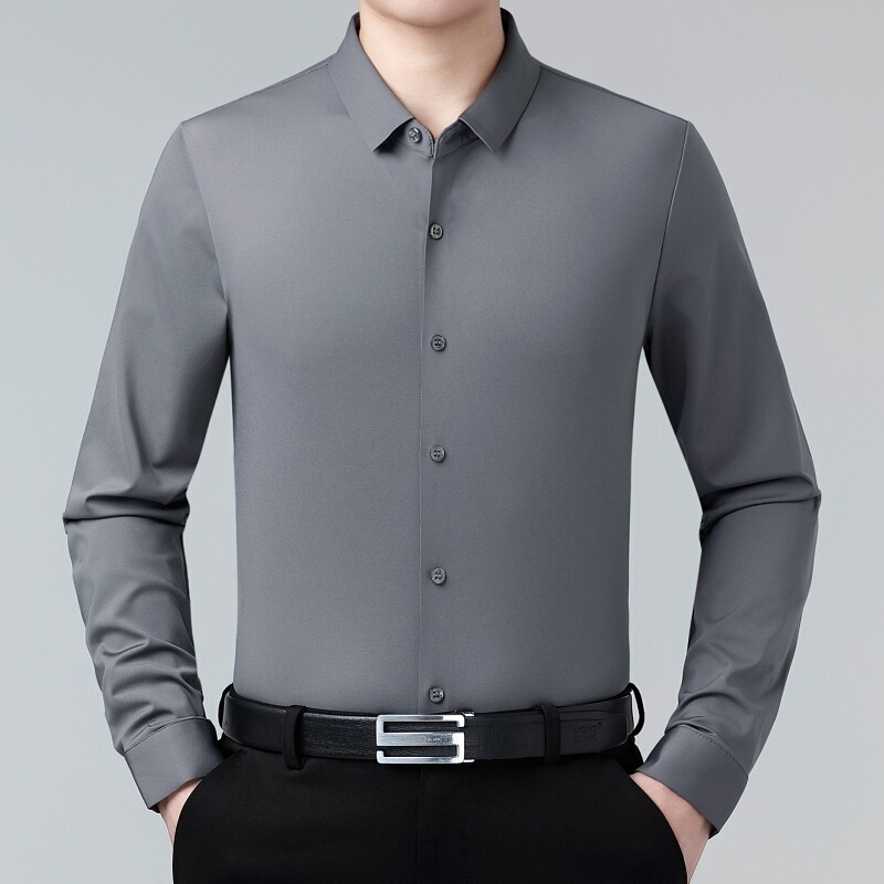 High-End Men's Mulberry Silk Shirt 2026 New Style Business Casual Middle-Aged Dad's Shirt Non-Iron Versatile Shirt High-End Men's Mulberry Silk Shirt 2026 New Style Business Casual Middle-Aged Dad's Shirt Non-Iron Versatile Shirt