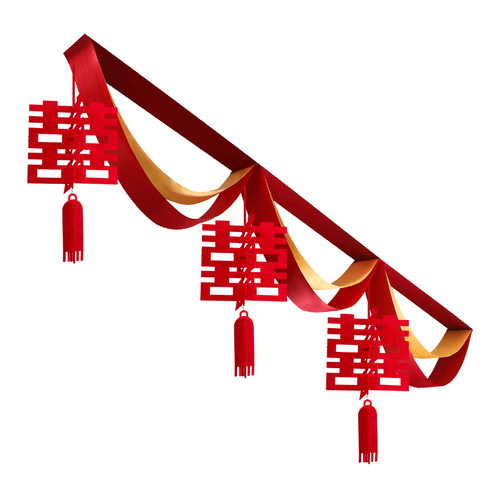 Rural yard wedding ribbons, flower decorations, wedding ribbons, scene layout, wave flags, wholesale wedding supplies