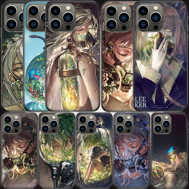 Suitable for Apple Mobile Phone Case Deep Forest Breathing Air Flower Figure Mobile Phone Case Apple Iphone 15 13 12 11