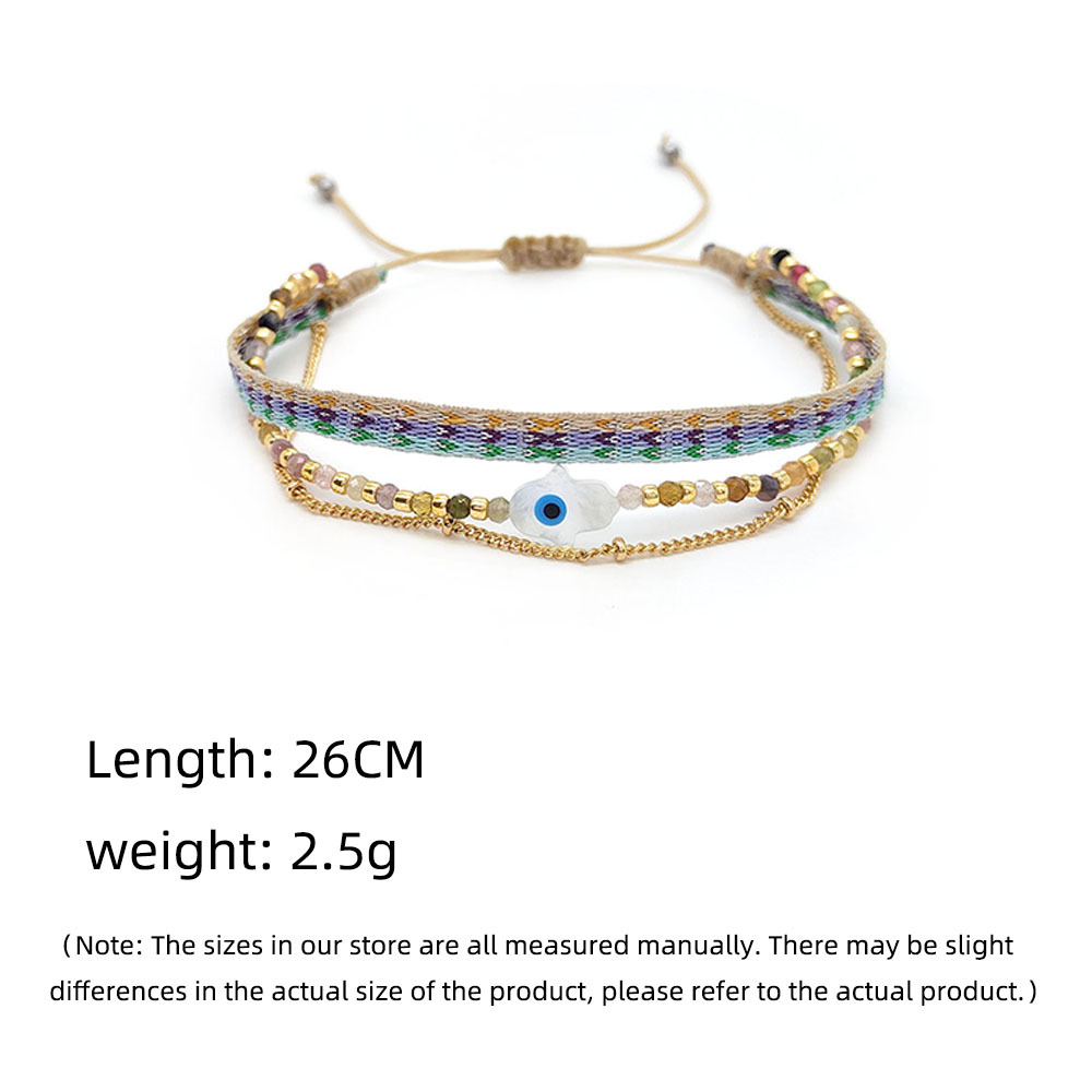 6g Weight Bracelets Classification 1 Piece Quantity Daily, Street Occasion Polyester cotton, Seed Bead, Copper Material Devil's Eye, Palm Pattern Women's Gender Beaded, Knitting Design IG Style, Casual, Retro Style IG Style Casual Retro Devil's Eye Palm Polyester Cotton Seed Bead Copper Beaded Knitting Women's Bracelets 无