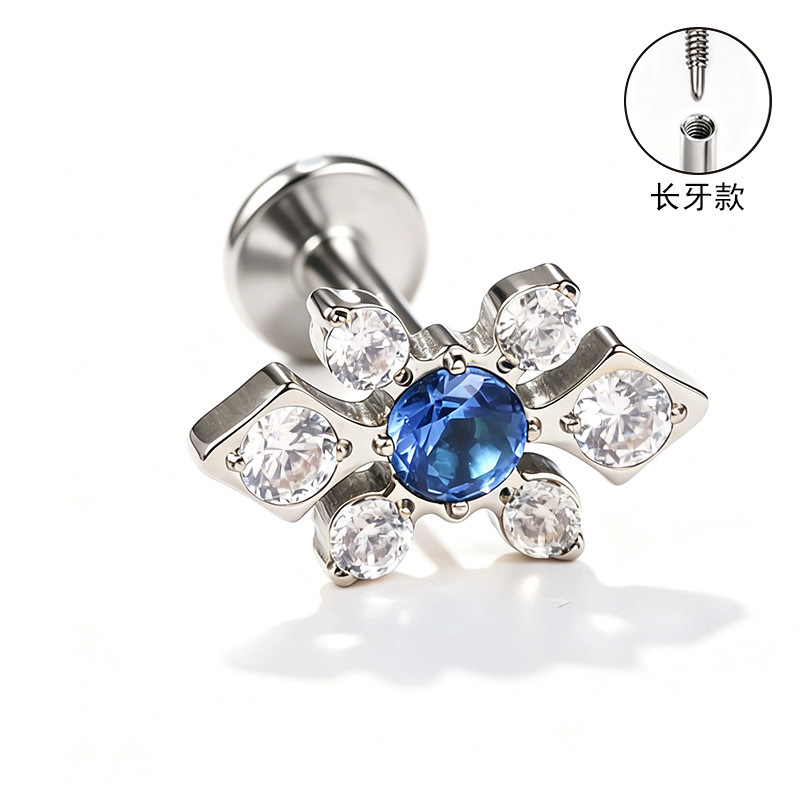 F136 Titanium Alloy Ear Studs, Carved Long Tooth Ear Bone Studs, Zirconia Lip Studs, G23 Titanium Body Piercing Jewelry detail image 17