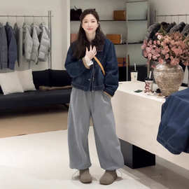 韩系超好看加棉加厚牛仔短外套女冬季小个子时尚显瘦保暖棉服上衣