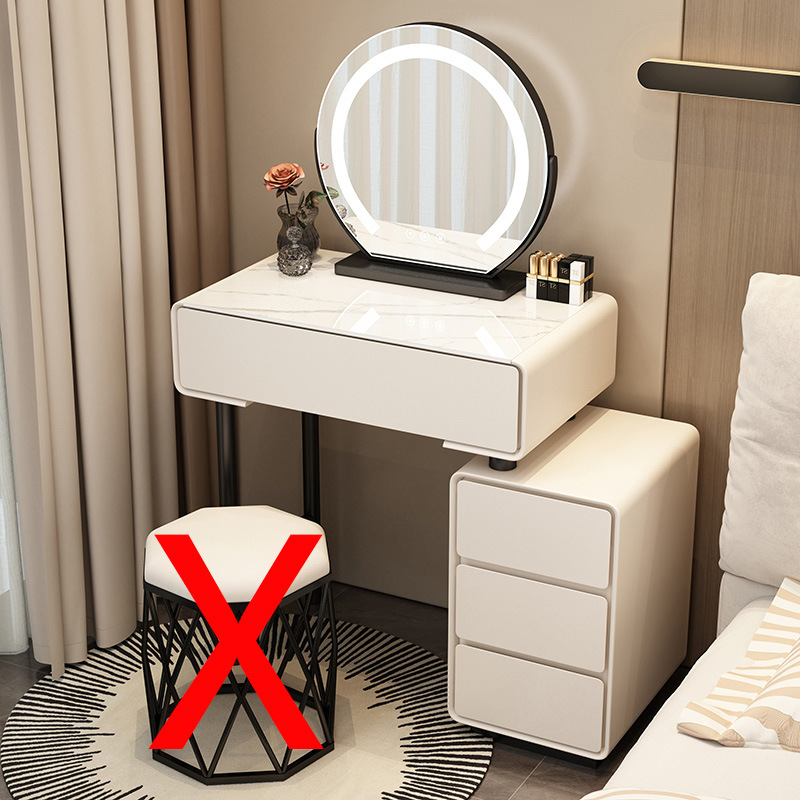 Tocador para el hogar Mesa de pizarra de roca simple con cajones Mesa de tocador de gran capacidad Mueble de almacenamiento junto a la cama Mesa de maquillaje integrada