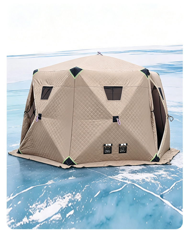 Wholesale in-stock ice fishing tent, thickened and warm, large hexagonal, easy to set up, multi-person outdoor camping winter tent
