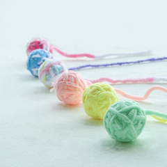 寵物毛線球玩具鈴鐺球馬卡龍色系清新可愛寵物自嗨解悶玩具