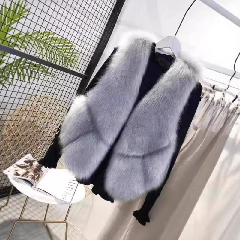Furry Vest Women's Short Small 2025 Imitation Fox Fur Small Water Drop Fur Mink Velvet Vest Jacket Waistoutwear Furry Vest Women's Short Small 2025 Imitation Fox Fur Small Water Drop Fur Mink Velvet Vest Jacket Waistoutwear