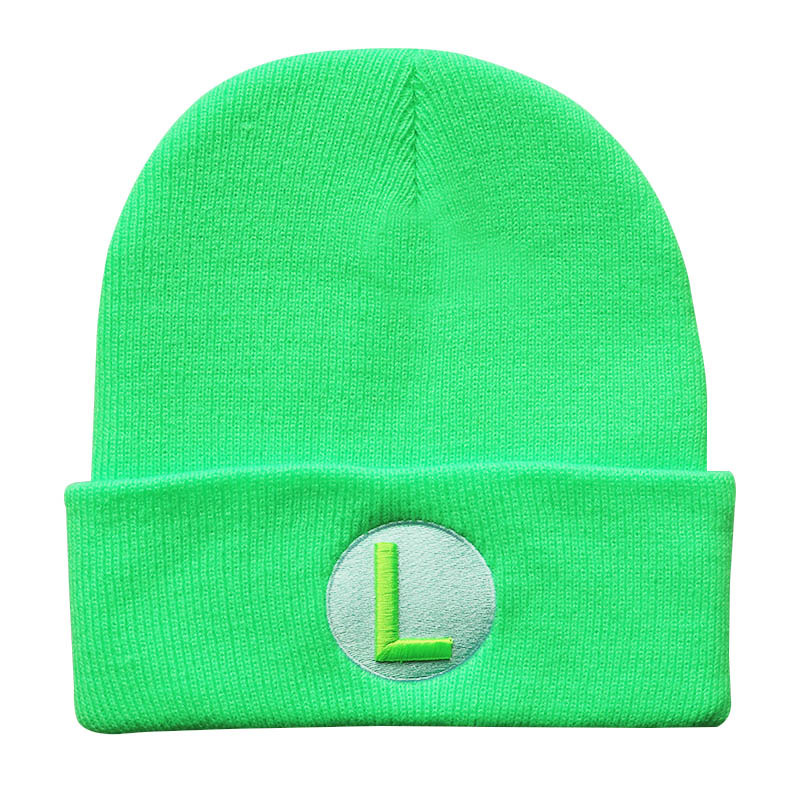 Jeu entourant dessin animé Super Mario broderie tricoté chapeau pull chaud chapeau Hip Hop laine chapeau_voghion.com