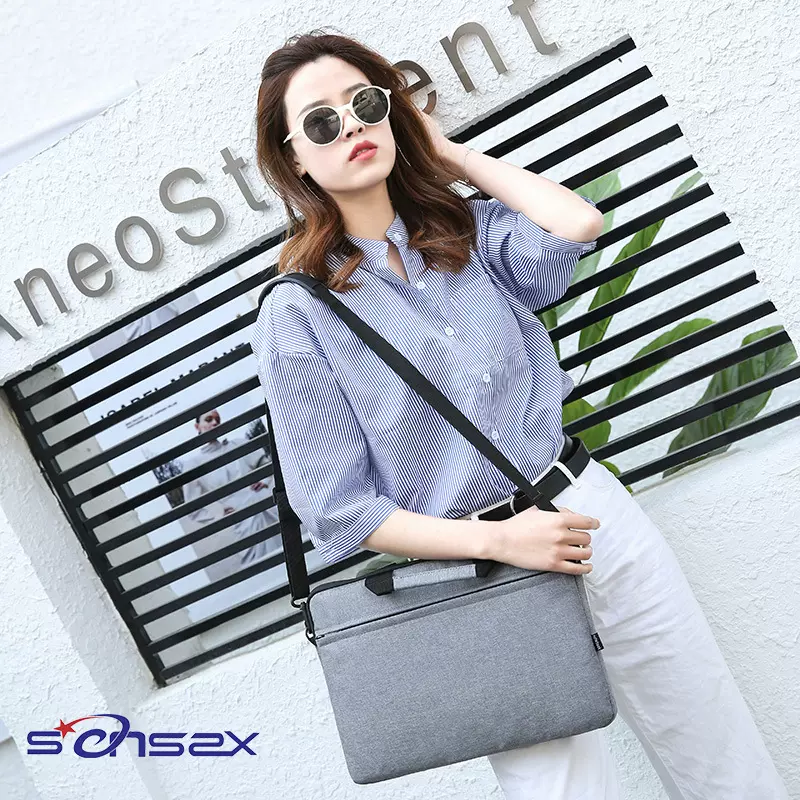 2024新款简约轻薄电脑包手提男士商务公文包单肩平板内胆包绒