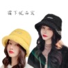 Autumn and winter Fisherman hat lady Korean Edition fashion Versatile Hat Lambswool leisure time Teddy Plush Bucket hats