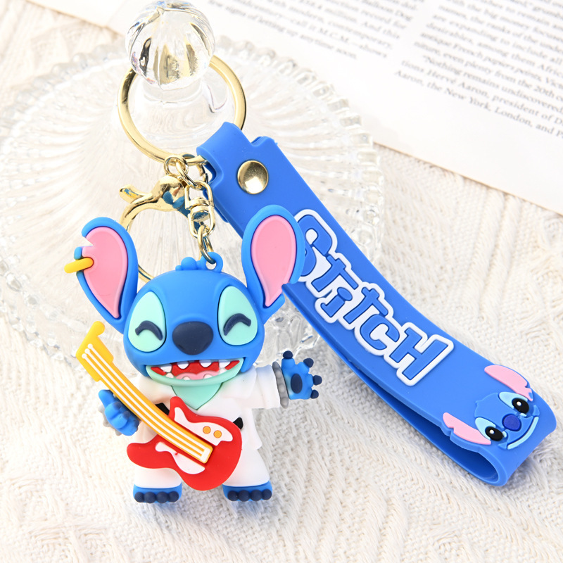 キーホルダーかわいいステッチキーホルダー人形ソフトプラスチック車漫画小さなギフトストリートステッチペンダント|undefined