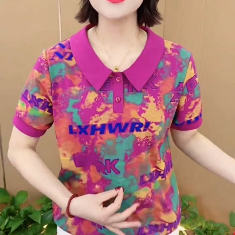 【512# M-4XL/3 styles】New short-sleeved T-shirt for women, fashionable print, loose fit, slimming and versatile top