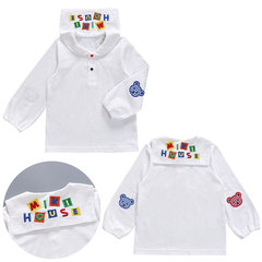Miki children's clothing spring and autumn new unisex cartoon grid bear long sleeve inner top one piece drop shipping