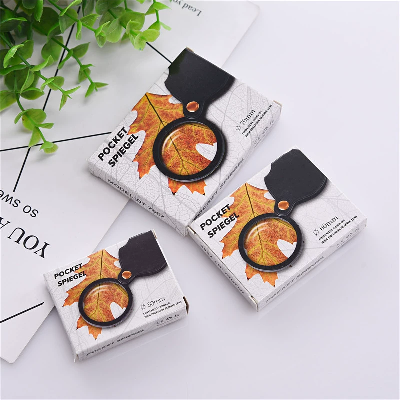 Кожаный чехол 50 мм, увеличительное стекло высокой мощности для пожилых людей, увеличительное стекло для чтения, складное ручное увеличительное стекло HD увеличительное стекло