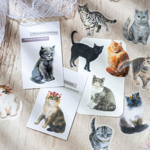Good Day Stickers Cat Talk Series Cat Handbook DIY Material Decorative Stickers 30 sheets 6 styles