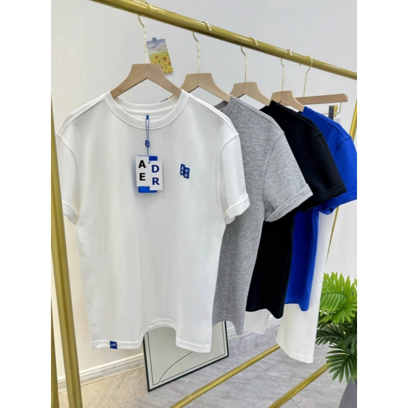 ADER мужские и женские универсальные текстурированные топы с короткими рукавами и круглым вырезом, свободные повседневные мужские и женские летние футболки для пар, большие размеры Jimo