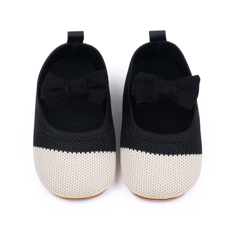 Woven children's shoes with bow girl's for princess for leisure, autumn, soft sole