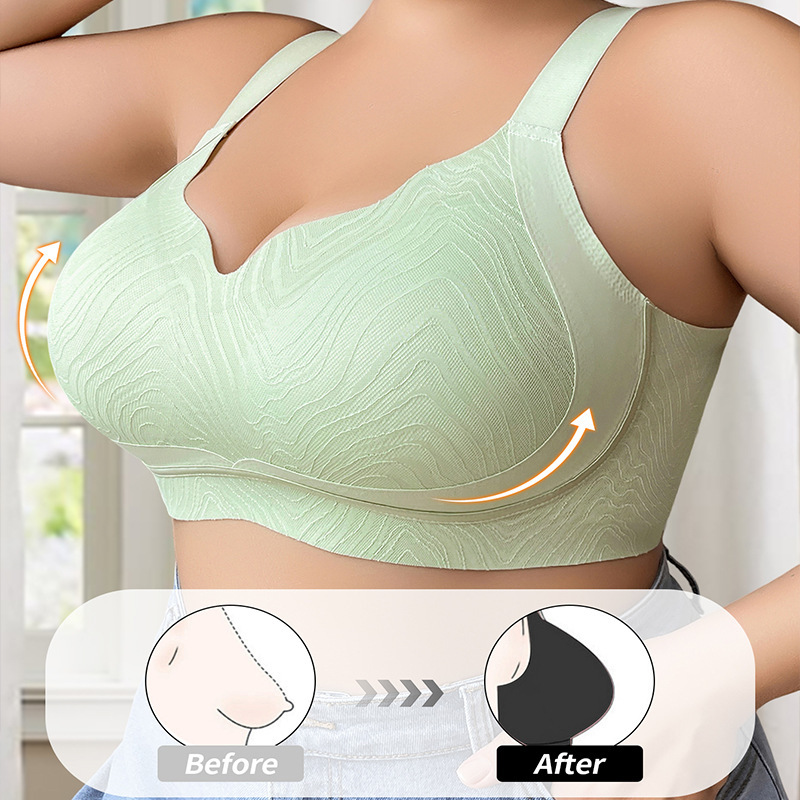 Underwear, push up bra, supporting lace wireless bra, plus size