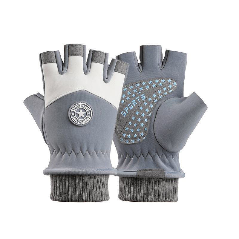 Esquí guantes de medio dedo para niños al aire libre de invierno nieve engrosada forrada de lana impermeable antideslizante guantes calientes