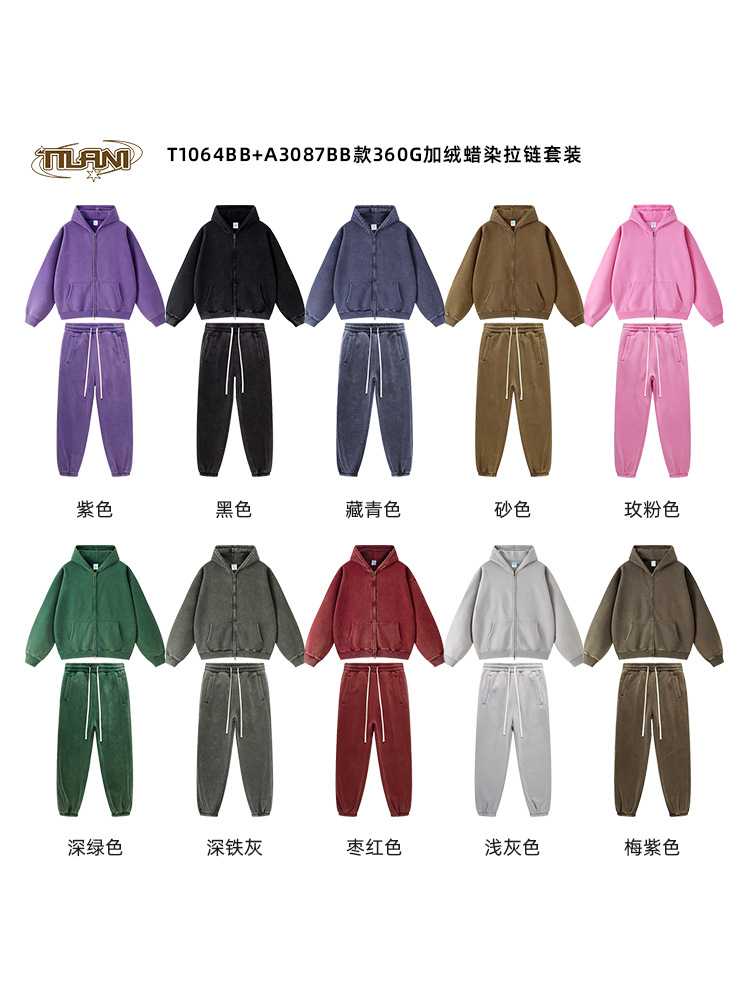 TILANI suéter de los hombres pantalones de chándal traje transfronterizo marca de moda con capucha Otoño e Invierno de lana forrada engrosada conjunto de dos piezas de los hombres