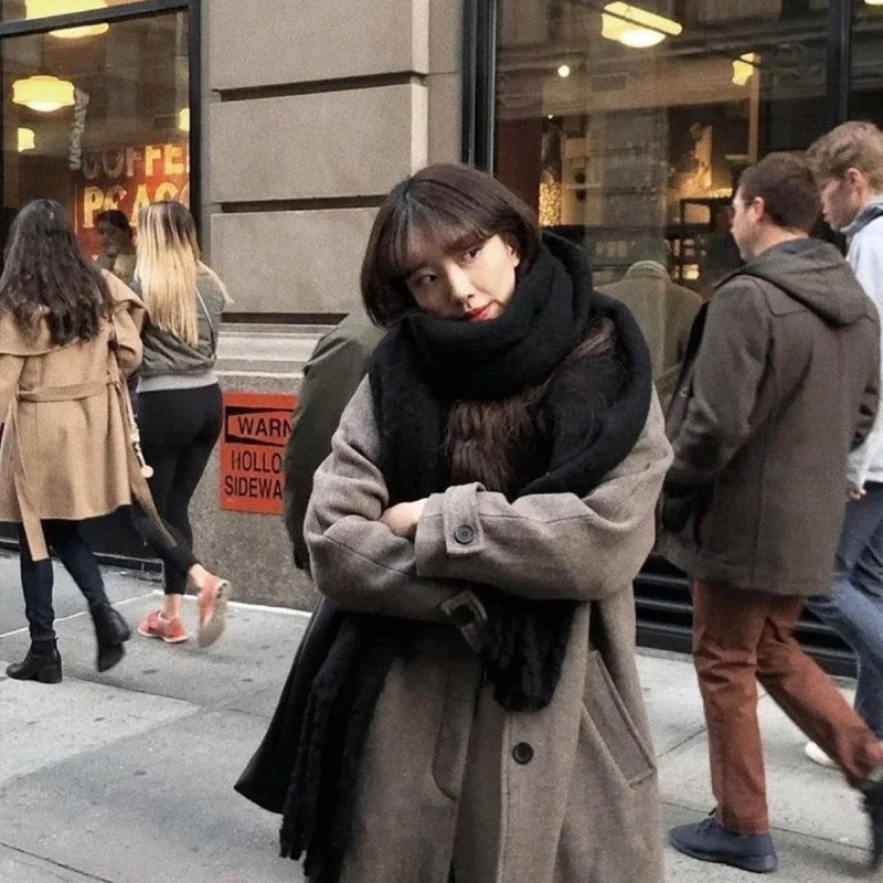 仿羊绒围巾蓝色加大加宽保暖围巾女冬季马海毛厚版围脖男氛围感|undefined