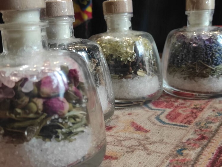 Wicca 魔法小巫瓶草药玻璃瓶子 水晶许愿瓶 四种能量摆件 仪式工具 图 1