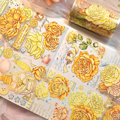 Glazed Light Gorgeous Retro Flower Card Decoration DIY Hand Account Material Beautiful Flow Line Laser Shooter Account PET Tape