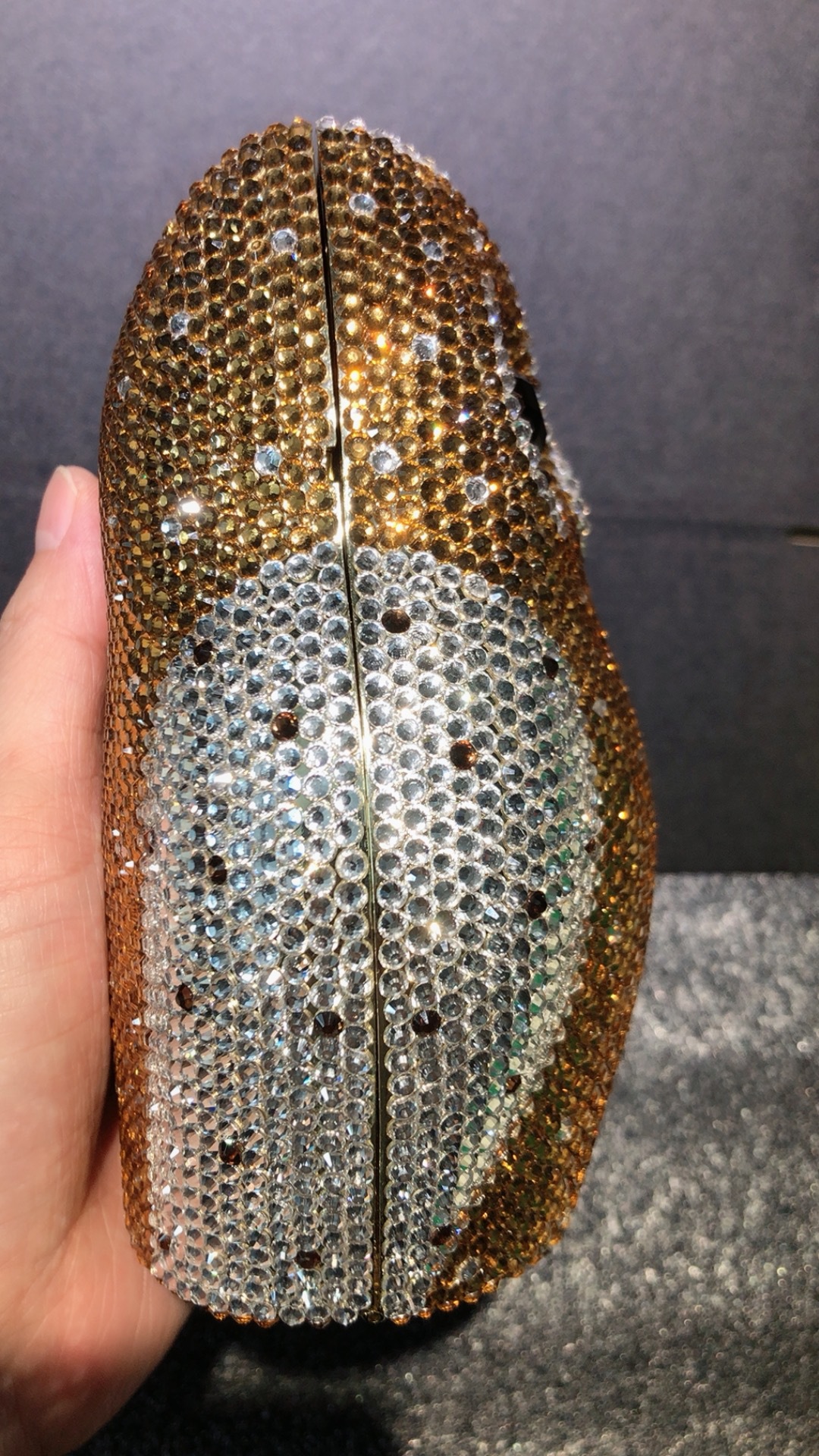 Túi clutch nữ đính đá rhinestone dạ tiệc đáy phẳng — Màu bạc chi tiết 13