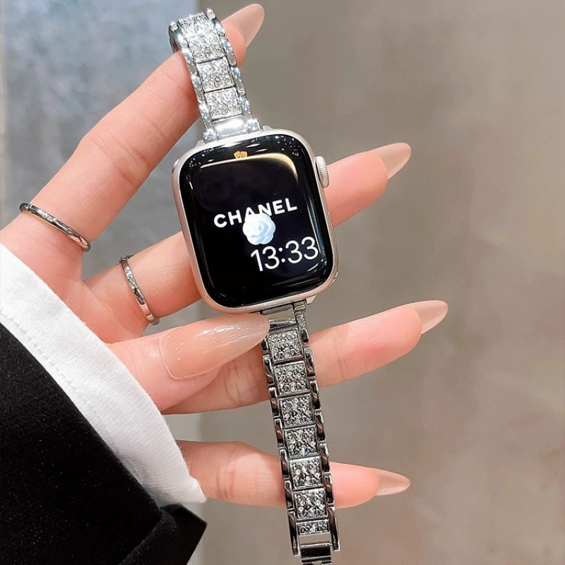 Совместимый ремешок IWATCH9 стальной браслет с драгонами, тонкая трёх-жемчужная Apple Watch 8/7/6/5/4 модель новый SE женская