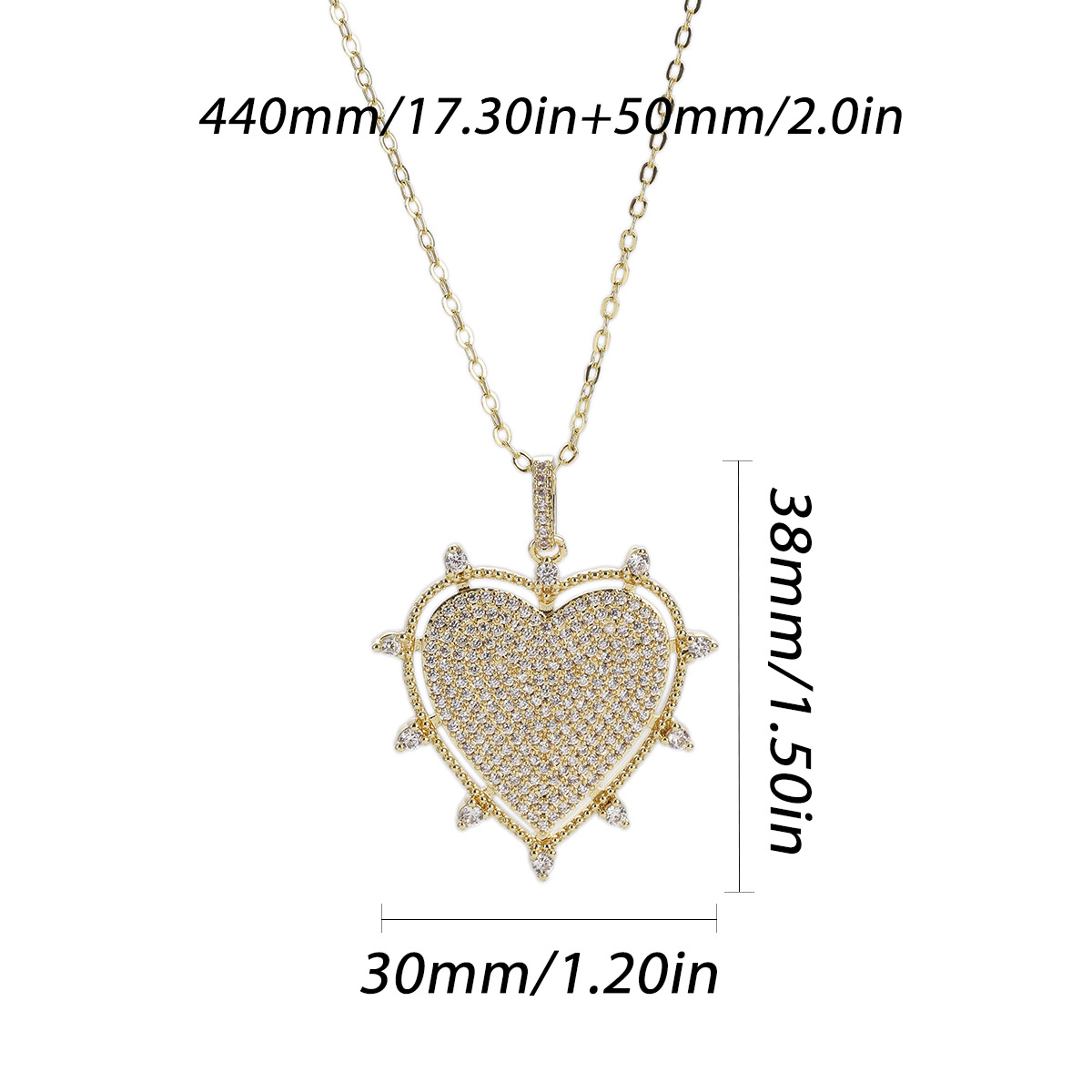 17g Weight Pendant, Chain Jewelry Making Type Copper Chain Material 1 Piece Quantity Holiday, Street Occasion Copper Material Heart Shape Pattern Unisex Gender Plating Design Retro, Simple Style Style 1 Piece Copper Heart Shape Pendant Chain 14