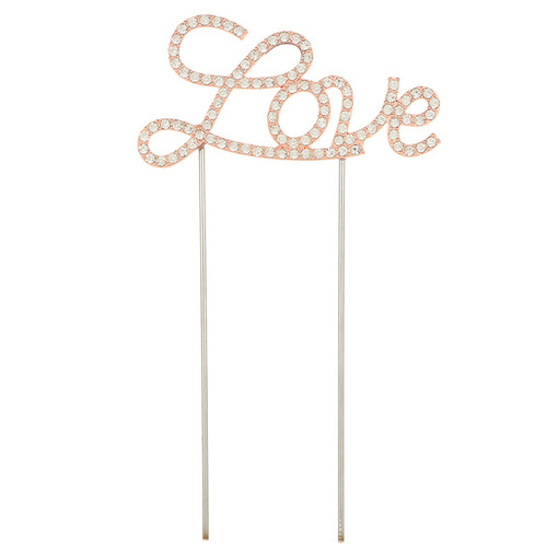 Valentine's Day cake insert love metal crystal birthday cake insert wedding alloy letter cake stand decoration