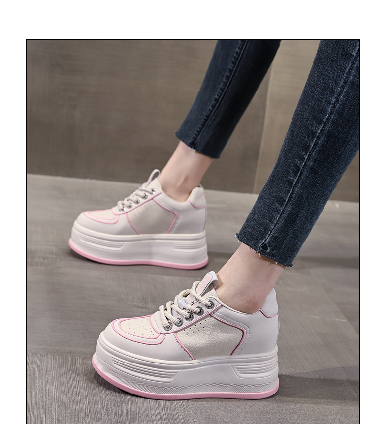 Giày sneaker nữ đế dày phối màu tăng chiều cao — Màu trắng be chi tiết 10