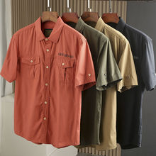 多口袋工装 有大码 外贸男装工厂剪标尾货休闲水洗纯棉短袖衬衫衣