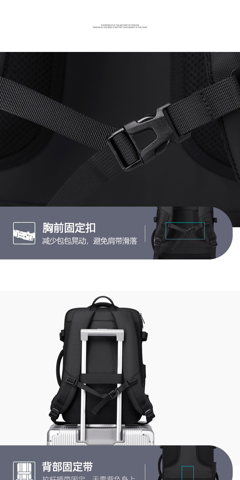 Erweiterbar Rucksack Geschäft Pendeln Dienstreisen großes Fassungsvermögen multifunktional Nass-Trocken-Trennung Freizeit Reisen Laptop-Rucksack