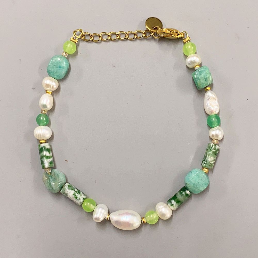 25g Weight Beads Pendant Material Necklace Classification Titanium Steel Chain Material 1 Piece Quantity Holiday, Daily Occasion Beaded, natural stone, Titanium Steel Material Geometric Pattern Women's Gender Beaded Design Simple Style Style Simple Style Geometric Beaded Natural Stone Titanium Steel Necklace In Bulk 58