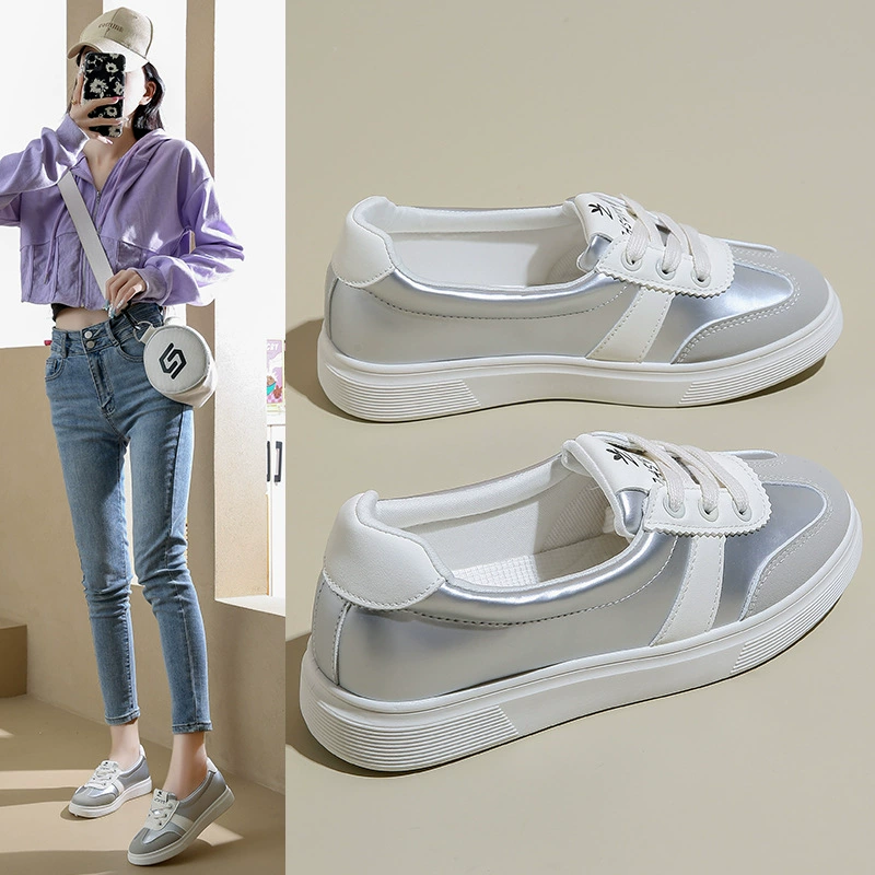 Новые осенние женские кроссовки 2025 года в корейском стиле, дышащие, белые, на толстой подошве, универсальные, повседневные, спортивные, модель Q66